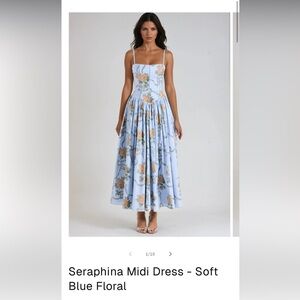 Elegant Light Blue Floral Dress